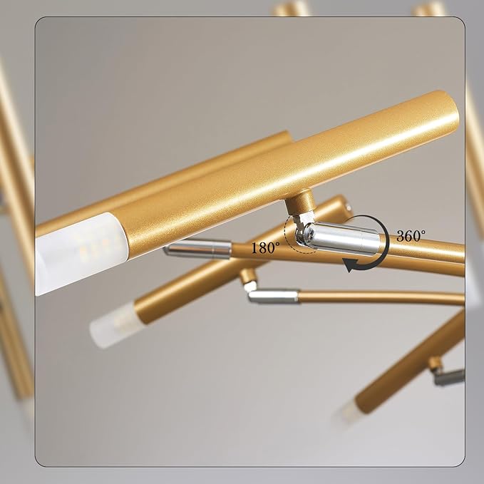 Gold Modern Chandelier 39.4" Large Chandelier Lighting Adjustable Ceiling Pendant Light 12 Light Pendant Light Fixtures for Living Room Dining Room Foyer-HomvellaHome
