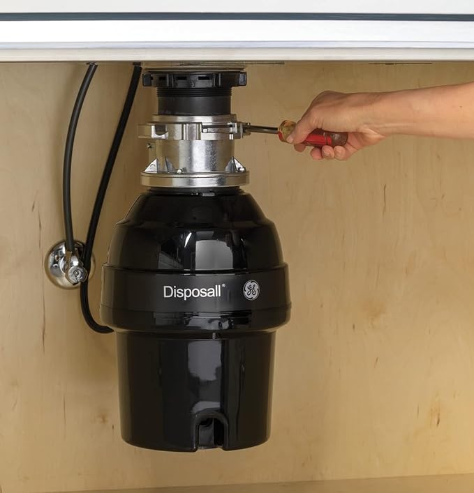 GE Disposall Batch Feed 3/4 Horsepower Motor Garbage Disposer, Good for Grinding: Vegetable Peels & Small Bones, Easy Install Kit, Non-Corded, Recommended for 2-4 Person Homes, GFB760N-HomvellaHome