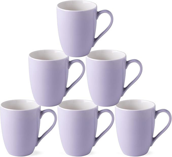 GBHOME 16oz Coffee Mugs Set of 6, Large Ceramic Coffee Mugs for Man, Woman, Dad, Mom, Modern Coffee Mugs Set with handle for Tea/Latte/Cappuccino/Milk/Cocoa. Dishwasher&Microwave Safe,Puple-HomvellaHome