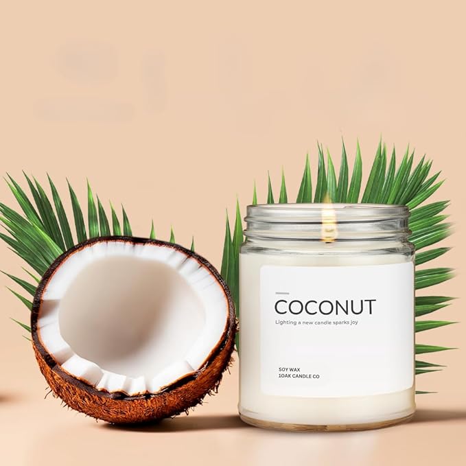 1OAK Soy Wax Scented Candle (Coconut) - Long Burning Premium Hand-Poured (7oz.)-HomvellaHome