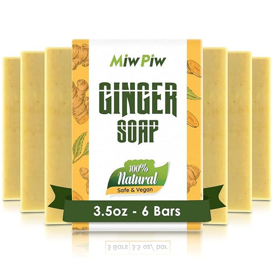 Ginger Soap Lymphatic Drainage Pack 6 - Anti-Cellulite Skin Tightening - Natural Ingredients Detox Soaps for Deep Clean Shower, Detoxification, Rejuvenating-HomvellaHome