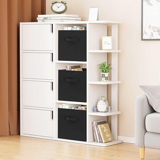 GhvyenntteS Storage Cubes 6 Pack, 11 Inch Cube Storage Bins with Dual Handles, Collapsible Heavy Duty Fabric Bins for Shelves Closet, Baskets for Organizing Clothes Bedding Toys Books (Black)-HomvellaHome