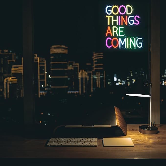 Good Things Are Coming Neon Sign Colorful Letters Neon Lights Signs Motivational Decor Inspirational Quotes LED Neon Signs for Wall Bedroom Bar Office Man Cave Dorm Decor Birthday Gifts-HomvellaHome