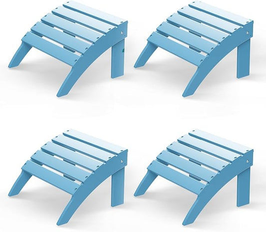 GREENVINES Adirondack-Ottoman | Set of 4 | HDPE Plastic | Outdoor Footrest | All Weather | Foot Rest | Foot Stool | Arctic | for Adirondack Chair | for Patio Backyard Pool-HomvellaHome