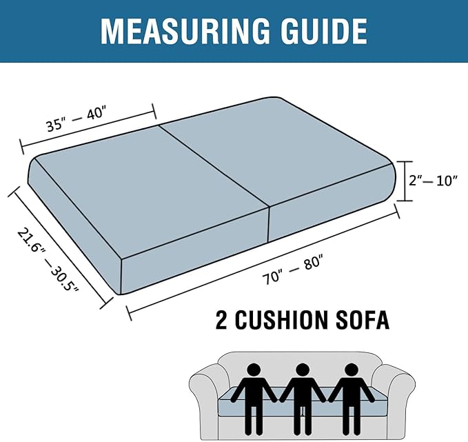 H.VERSAILTEX Super Stretch Individual Seat Cushion Covers Sofa Covers Couch Cushion Covers Slipcover Sets Thick Jacquard Textured Twill Fabric (2 Piece Large Sofa Cushion Covers, Storm Blue)-HomvellaHome