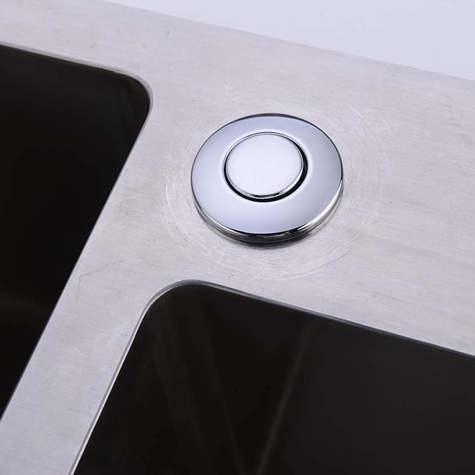 Garbage Disposal SinkTop Air Switch Kit with Long Button,Brass Made Cover,Chrome-HomvellaHome