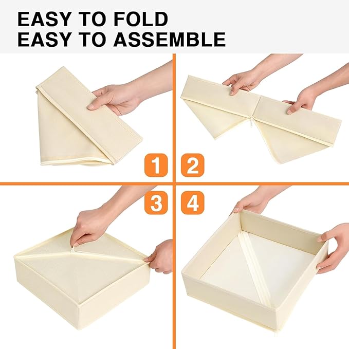 DIMJ Drawer Organizer Clothes 12 Pack - Foldable Baby Organizers and Storage & Dresser Organizer for Bedroom, Closet - Nursery Organization Dresser Dividers for underwear, Sock,Bra, Belt, Tie, Beige-HomvellaHome