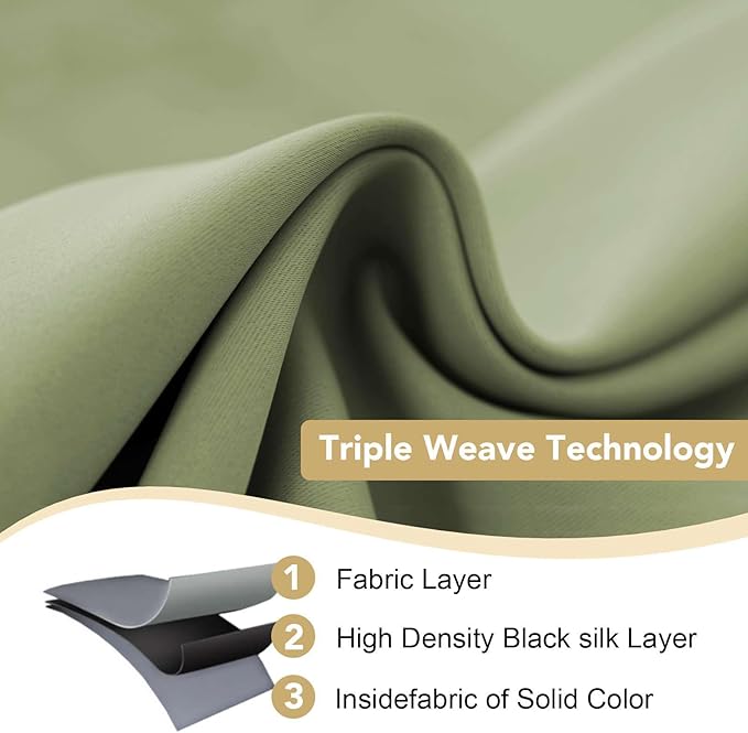 H.VERSAILTEX Blackout Window Treatment Curtains/Panels, Thermal Insulated Room Darkening Solid Grommet Drapes for Bedroom/Living Room Window (52 Inch by 108 Inch, Sage, Set of 2)-HomvellaHome