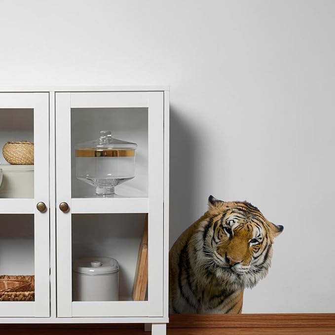 Gentle Tiger Wall Stickers & Decals - Peel & Stick, Removable Funny Tiger Window Stickers for Farmhouse Bedroom, Living Room & Shop Windows-HomvellaHome