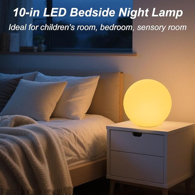 10 In LED Globe Light w/Remote, 16 RGB Colors 4 Modes & 8 Dimmable Brightness LED Ball Light Sphere Lamp, Rechargeable Orb Night Light Waterproof Outdoor Globe Lamp for Home/Yard/Lawn/Party/Pool Decor-HomvellaHome