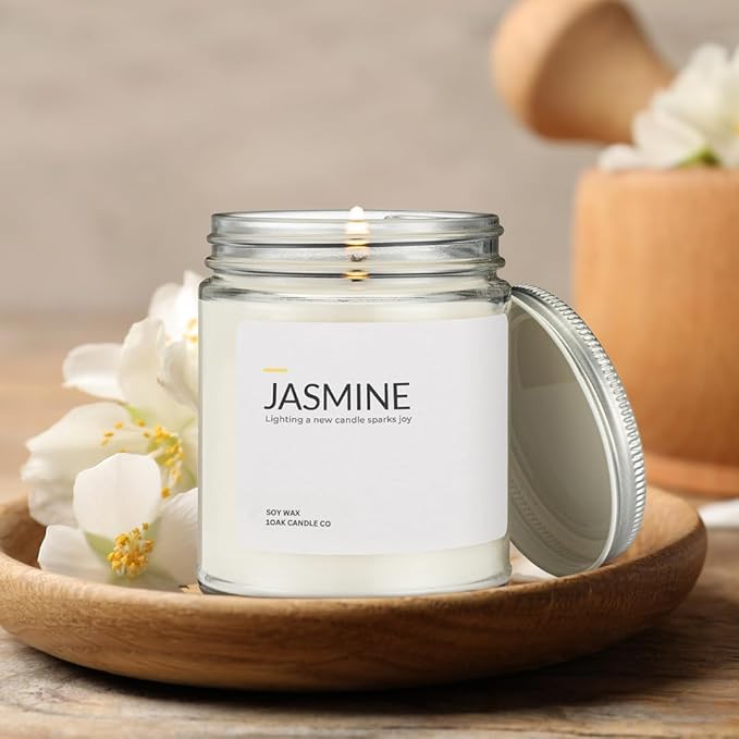 1OAK Jasmine Candle - Soy Wax Scented Candles (Jasmine) - Soy Candles for Home Scented - Long Burning Premium - Hand-Poured (7oz.)-HomvellaHome