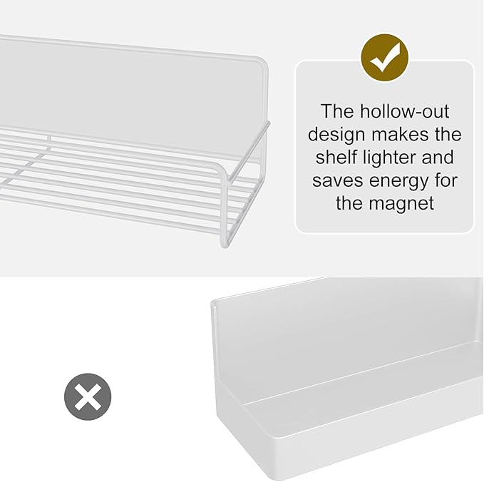 2 Pack White Magnetic Spice Rack Organizer, Space Saver for Refrigerator and Whiteboard, Metal Fridge Shelf for Kitchen and Classroom-HomvellaHome