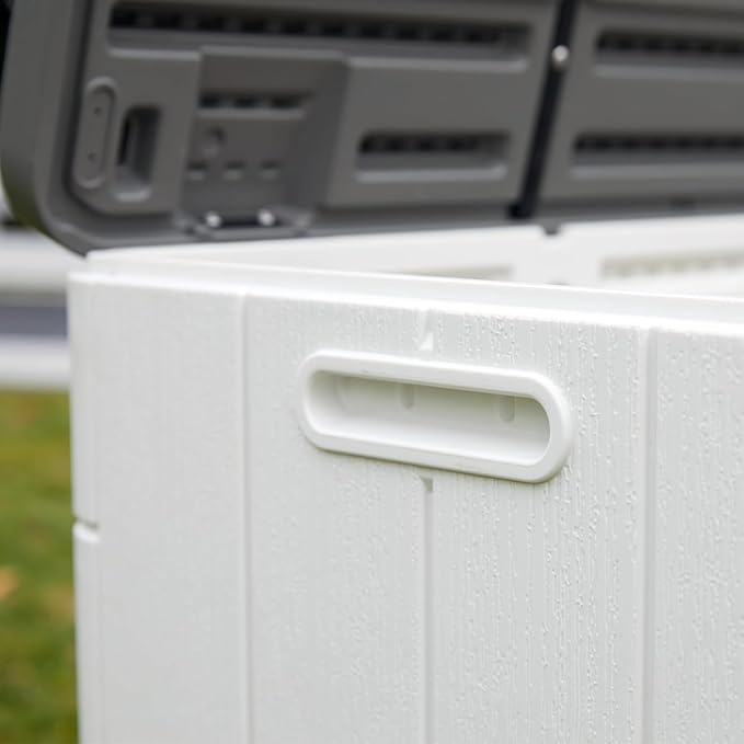100 Gallon Outdoor Storage Box Waterproof Lockable Resin Deck Box Large, Patio Storage Bin for Pool Accessories Cushion Furniture, Garden Tools, UV-Resistant Outside Delivery Black&White-HomvellaHome