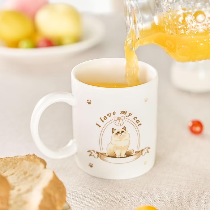 12Oz Cute Ragdoll Cat White Ceramic Mug, Mug for Daily Coffee and Tea, Lead-free Microwave and Dishwasher Safe Coffee Mug, Perfect gifts for Cat Lovers-HomvellaHome