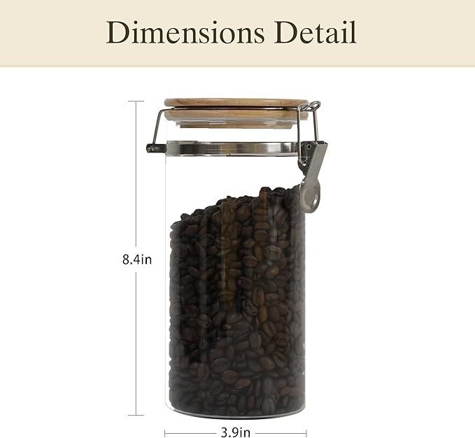 Glass Coffee Canister Coffee Containers for Ground Coffee Coffee Bean Storage Airtight Seal with Locking Clamp, Coffee Bar Accessories Perfect for Kitchen Storage-HomvellaHome