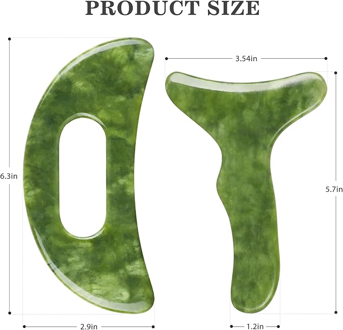 2 in 1 Jade Stone Gua Sha Massage Tool, Large Guasha Muscle Scraper Tools Set with Handle Muscle Scraping Massage Tools Anti Cellulite Spa Acupuncture Tools for Back Neck Leg Lymphatic Drainage-HomvellaHome
