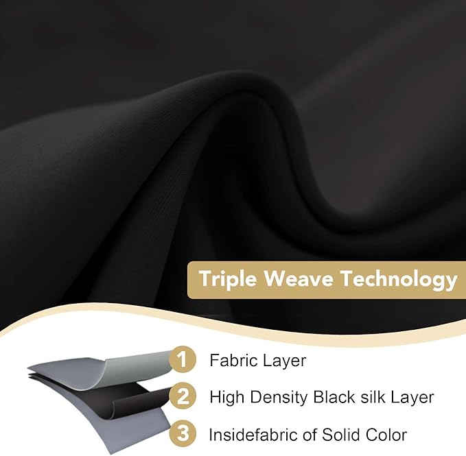 H.VERSAILTEX Thermal Insulated Blackout Curtains Window Panel Drapes - 2 Panels Set-52x72 Inch with Gun Metal Color Grommet Top (Jet Black)-HomvellaHome