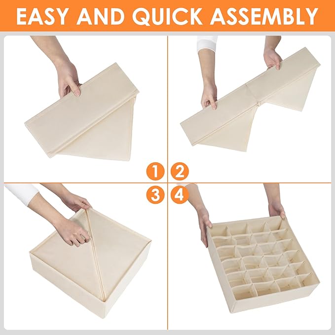 12 Pack Baby Clothes Organizer for Nursery, 116 Cells Fabric Foldable Dresser Closet Organizers and Storage Bins for Clothing, Women Men Underwear Socks, Bra, Ties, Scarf, Belt, Hair Accessories-HomvellaHome