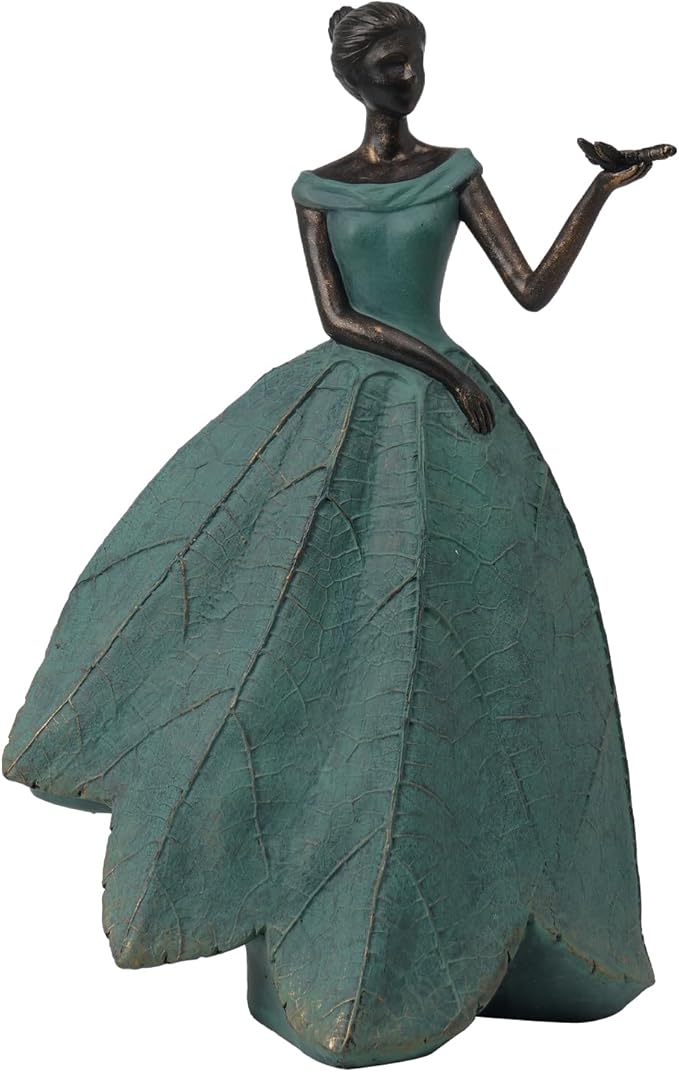 Guichifun Fairy Statue Collection Home Decoration - Leaf Angel Girls with Dragonfly Resin Home Decor for Outside or Inside Rustic Garden Outdoor Yard Decorations Figurines Gift 7.4 x 5.25 x 12 Inch-HomvellaHome