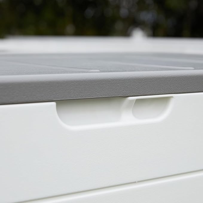 100 Gallon Outdoor Storage Box Waterproof Lockable Resin Deck Box Large, Patio Storage Bin for Pool Accessories Cushion Furniture, Garden Tools, UV-Resistant Outside Delivery Black&White-HomvellaHome