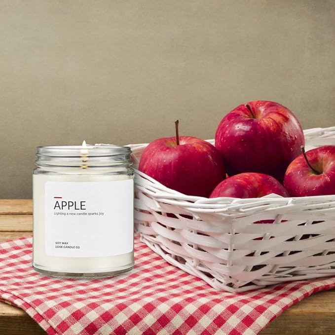 1OAK Soy Wax Scented Candles (Apple) - Soy Candles for Home Scented - Long Burning Premium - Hand-Poured (7oz)-HomvellaHome