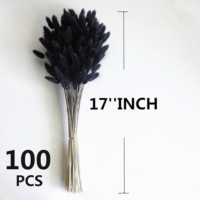 115 PCS Black Pampas Grass Bouquet, Boho Table Decor, Black Bunny Tails Dried Flowers, Dried Pampas Grass for Weddings, Home Decor, Rustic Parties, and Baby Shower Decorations-HomvellaHome