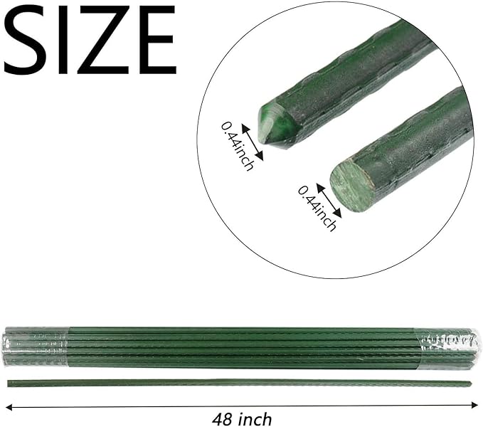 Garden Plant Stakes 48 Inch 4Ft Steel Plant Stick Support, 25 Pack Tomato Stakes for Growing Climbing Plants, Potted Plants, Tomatoes, Trees, Cucumber, Beans, Fences Poles-HomvellaHome