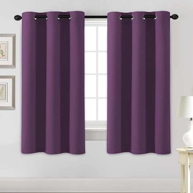 H.VERSAILTEX Blackout Curtains for Bedroom Thermal Insulated Room Darkening Living Room Curtains 63 Inch Long Grommet Privacy Protection Window Curtain Panels/Drapes for Nursery, 2 Panels,Plum Purple-HomvellaHome