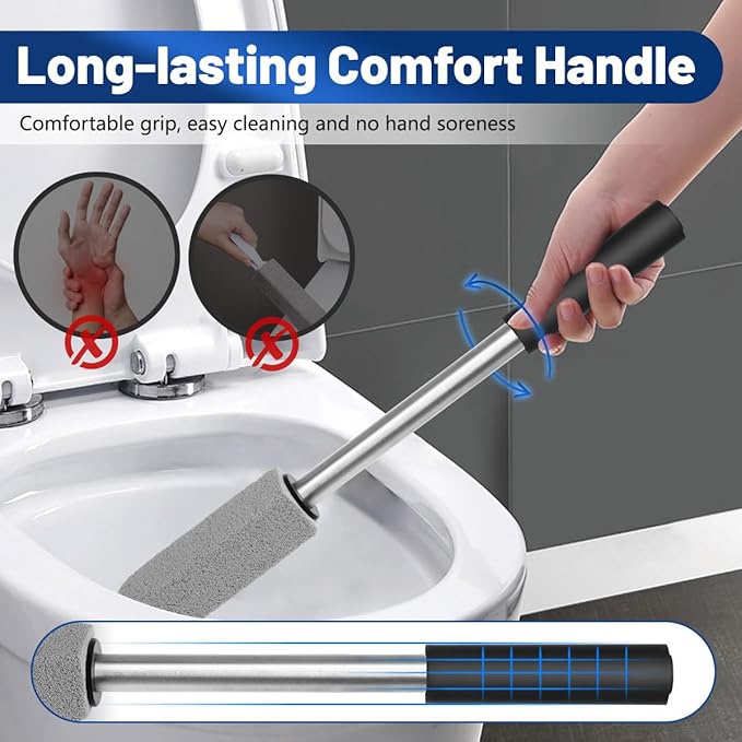 2 Pack Pumice Stone for Toilet Cleaning,16.14In Extra Long Handle Toilet Pumice Stone Toilet Bowl Cleaner Brush Toilet Scrubber for Toilets Bathtubs Grills Sinks-HomvellaHome