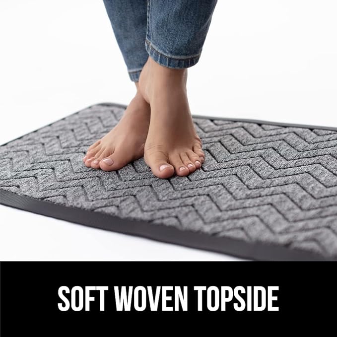 GORILLA GRIP 100% Waterproof All-Season WeatherMax Doormat 35x23, US Designed Natural Rubber, Stain and Fade Resistant, Low Profile Indoor Outdoor Door Mats, Easy Clean Patio Mat, Steel Chevron-HomvellaHome
