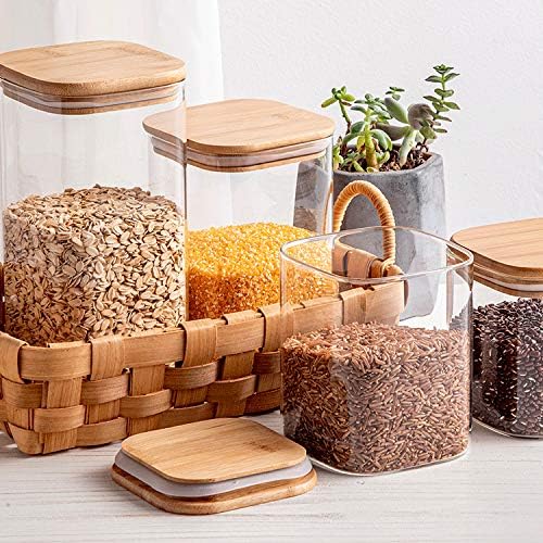 10 Pcs Glass Spice Jars - 8oz Empty Square Spice Storage Containers With Bamboo Airtight Lid and Labels - Thicken Small Glass canister for Kitchen Seasoning,Coffee Bean,Tea,Suger,Herbs-HomvellaHome