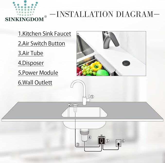 Garbage Disposal SinkTop Air Switch Kit with Long Button,Brass Made Cover,Oil Rubbed Bronze-HomvellaHome