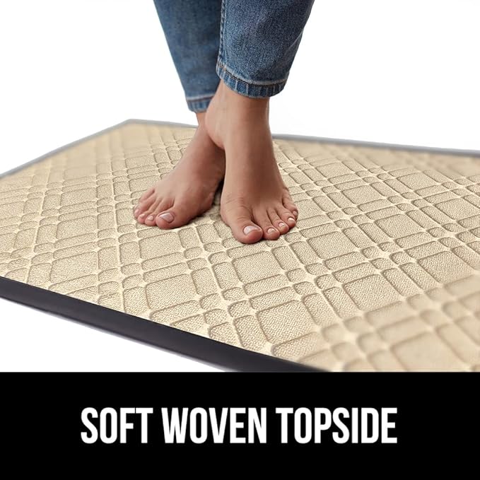 GORILLA GRIP 100% Waterproof All-Season WeatherMax Doormat, 47x35, US Designed Natural Rubber, Stain and Fade Resistant, Low Profile Indoor Outdoor Door Mats, Easy Clean Patio Mat, Modern Latte-HomvellaHome
