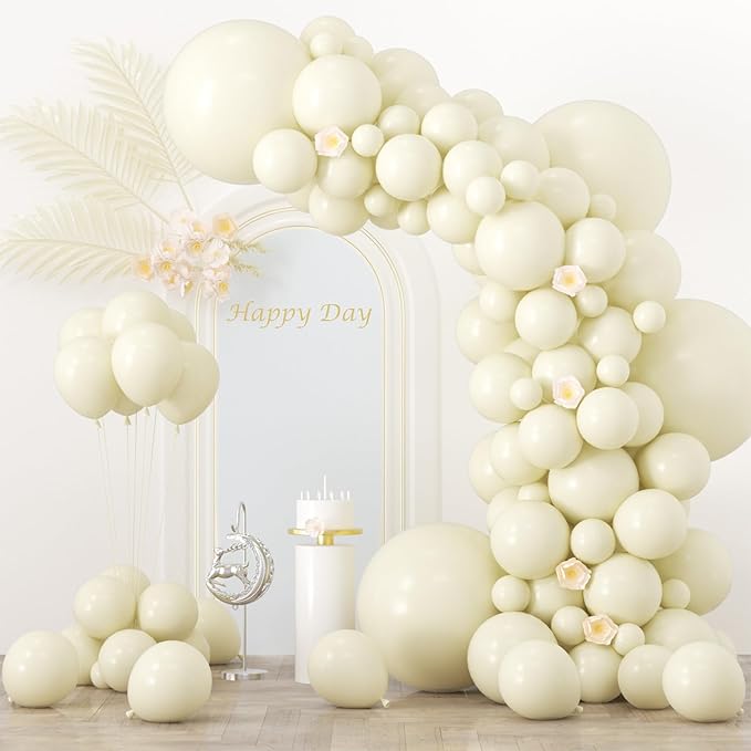 130pcs Ivory White Balloons Different Sizes 18" 12" 10" 5" Party Latex Balloons for Birthday Baby Shower Graduation Wedding Gender Reveal Anniversary Party Decorations-HomvellaHome