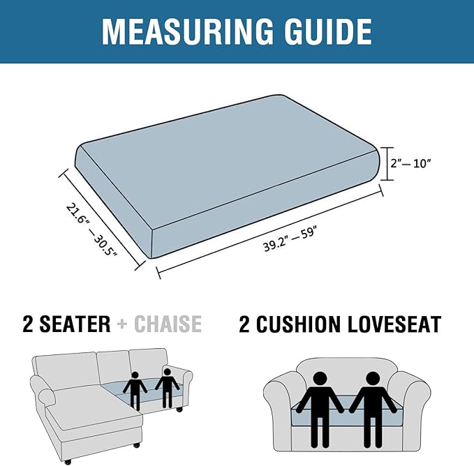 H.VERSAILTEX Super Stretch Individual Seat Cushion Covers Sofa Covers Couch Cushion Covers Slipcover Sets Thick Jacquard Textured Twill Fabric (1 Piece Loveseat Cushion Cover, Grey)-HomvellaHome