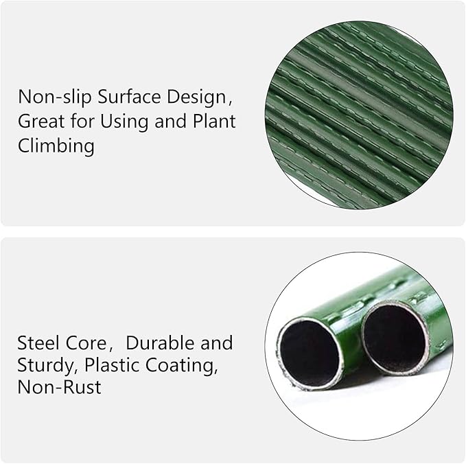 Garmeinea Garden Stakes 48 Inches Plastic Coated Steel Plant Stakes for Growing Climbing Plants, Pack of 25-HomvellaHome