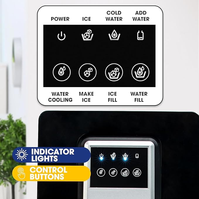 2 in 1 Bottom Load Water Cooler Dispenser with Ice Maker for 3 Gallon Bottle 17lbs Daily Capacity (NO HOT Water) Black-HomvellaHome