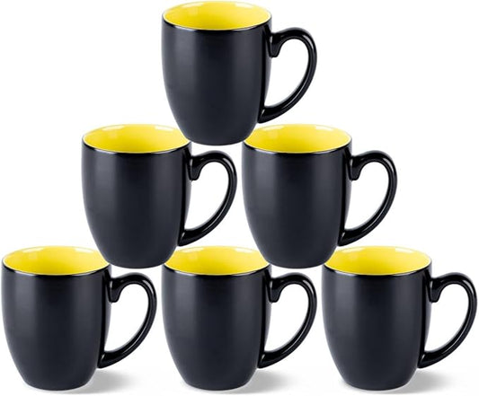 GBHOME 16oz Coffee Mugs Set of 6, Large Ceramic Coffee Mugs for Man, Woman, Dad, Mom, Modern Coffee Mugs Set with handle for Tea/Latte/Cappuccino/Milk/Cocoa. Dishwasher&Microwave Safe,Yellow-HomvellaHome