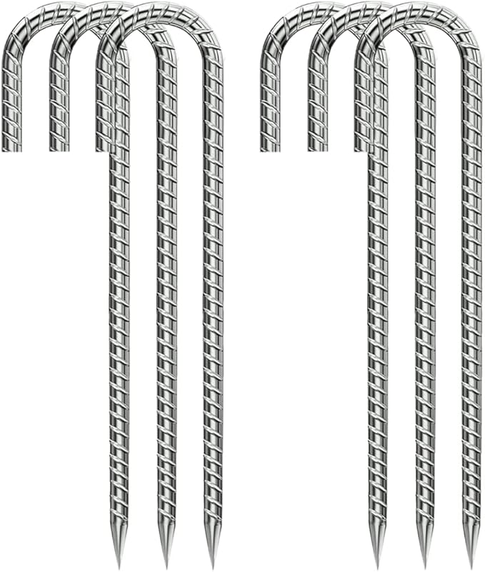Ground-Stakes-Heavy-Duty-12 inch, J-Hook Rebar Stakes Galvanized Anti-Rust 6pcs Garden Stakes Metal Ground Anchors for Garden Dog Fence Chicken Coop Christmas Decorations Deer Fence-HomvellaHome