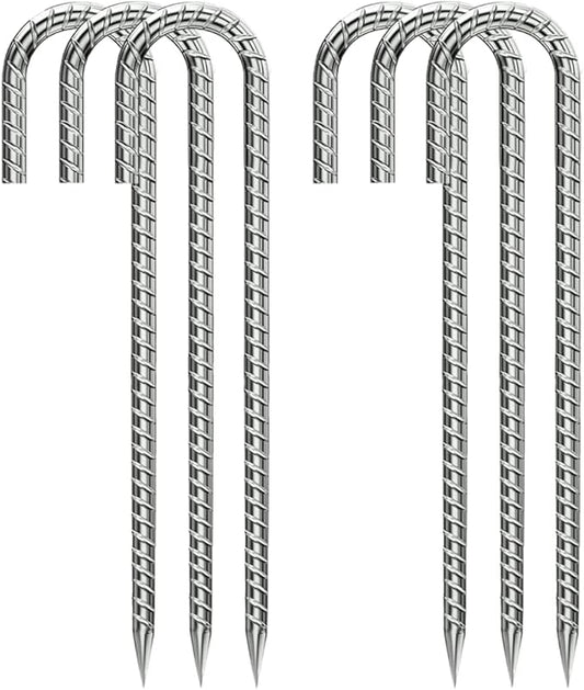 Ground-Stakes-Heavy-Duty-12 inch, J-Hook Rebar Stakes Galvanized Anti-Rust 6pcs Garden Stakes Metal Ground Anchors for Garden Dog Fence Chicken Coop Christmas Decorations Deer Fence-HomvellaHome