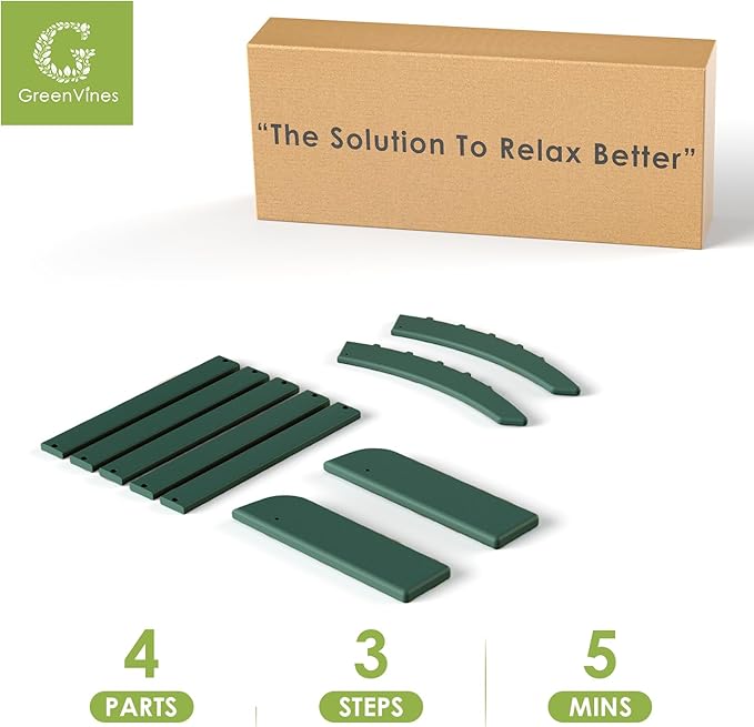 GREENVINES Adirondack-Ottoman | HDPE Plastic | Outdoor Footrest | All Weather | Foot Rest | Foot Stool | Forest | for Adirondack Chair | for Patio Backyard Pool-HomvellaHome