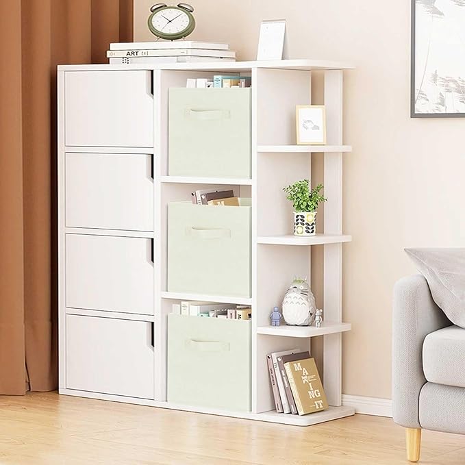 GhvyenntteS Storage Cubes, 11 Inch Cube Storage Bins with Dual Handles, Collapsible Fabric Storage Bins for Shelves Closet, Storage Baskets for Organizing Clothes, Bedding, Toys, Books (6 Pack, Beige)-HomvellaHome