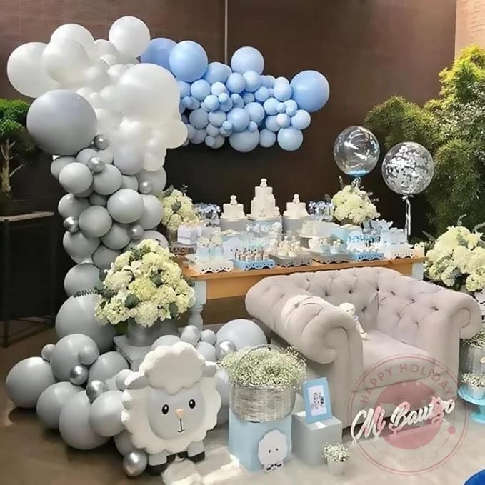 130pcs Gray Balloons Different Sizes 18" 12" 10" 5" Pastel Gray Balloons for Boys Girls Birthday Baby Shower Gender Reveal Wedding Decorations-HomvellaHome