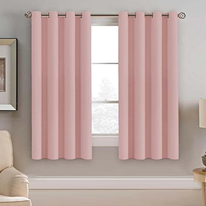 H.VERSAILTEX Blackout Window Curtain Panels Thermal Insulated Room Darkening Solid Grommet Curtains/Drapes for Bedroom Privacy Protection (Set of 2 Panels,52 by 63 Inch Long, Baby Pink)-HomvellaHome