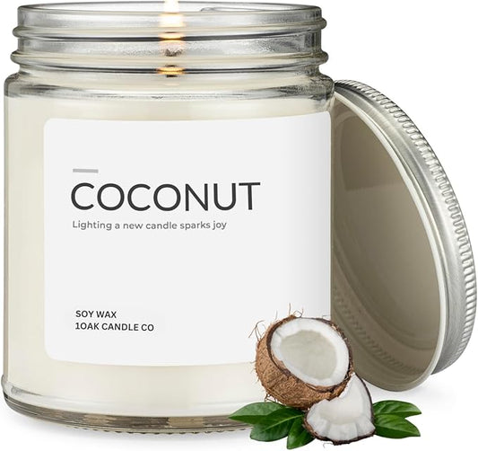 1OAK Soy Wax Scented Candle (Coconut) - Long Burning Premium Hand-Poured (7oz.)-HomvellaHome