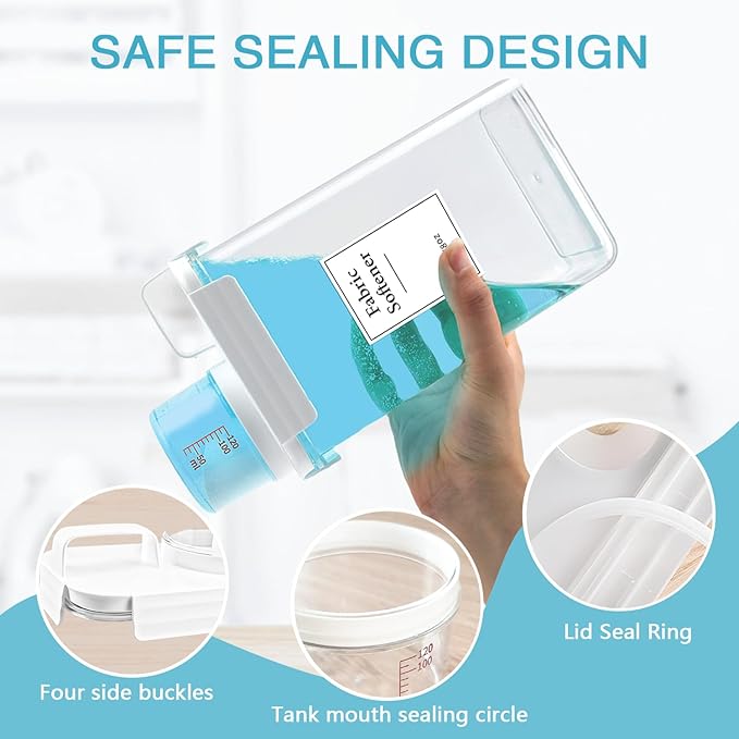 2 Pack Laundry Detergent Dispenser, 78oz Detergent Dispenser, Refluxable Laundry Detergent Container, Plastic Liquid Laundry Detergent Dispenser for Laundry Room Organization with 6 Labels-HomvellaHome