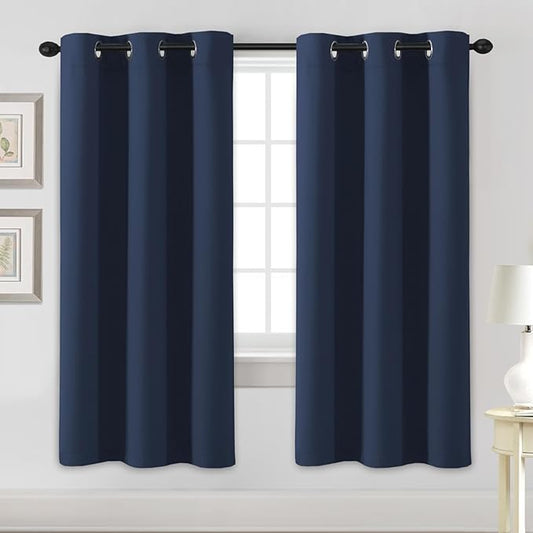H.VERSAILTEX Blackout Curtains for Bedroom Thermal Insulated Room Darkening Living Room Curtains 72 Inch Long Grommet Privacy Protection Window Curtain Panels/Drapes for Nursery, 2 Panels, Navy Blue-HomvellaHome