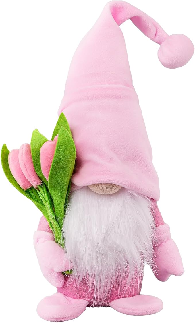 Gnome Plush Decorations Gift,15 inch Gnomes Decorations for Home,Fall Gnomes Plush Table Decoration Gnome Gifts for Women Swedish Tomte Nisse Doll Tabletop Scandinavian Elf Plushie,Pink-HomvellaHome