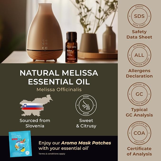 Gya Labs Melissa Essential Oil - 0.34 Fl Oz - 100% Pure Natural Melissa Oil for Candle Making Scent-HomvellaHome