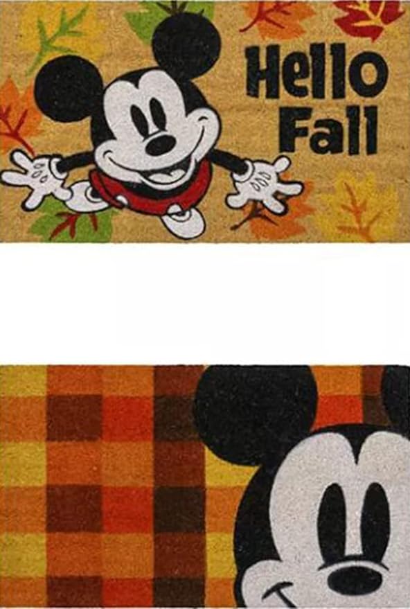 Gertmenian Disney Mouse Doormat Rug Front Door Coir Mat Welcome Home Indoor Outdoor Entryway Carpet, 2-Pack 20x34, Retro Mickey Hello Fall/Plaid-HomvellaHome
